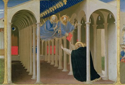 Apparition de SS. Pierre et Paul à Saint Dominique, du panneau de prédelle du Couronnement de la Vierge - Fra Angelico